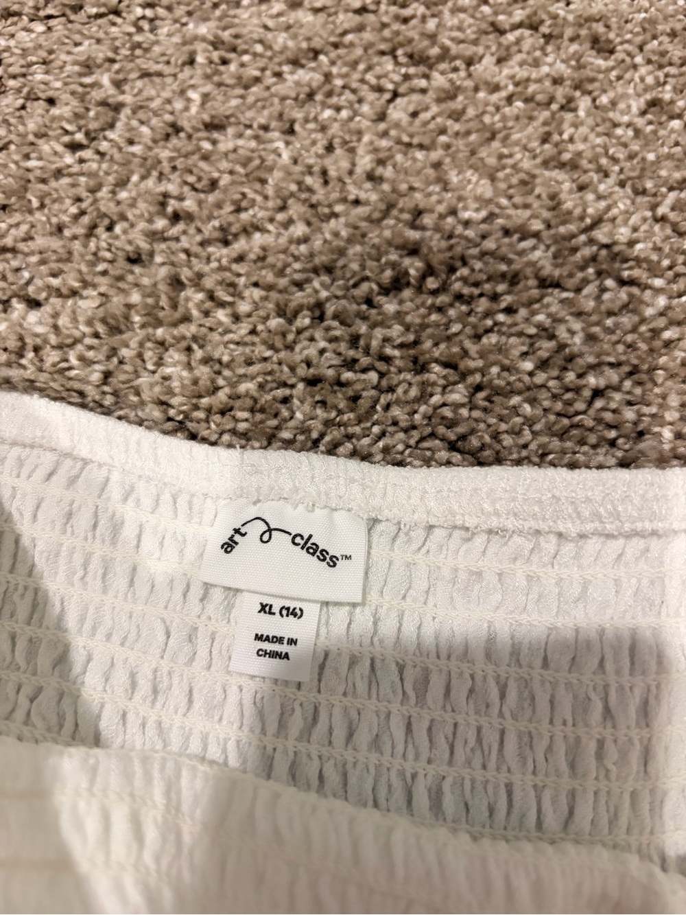 art class White Textured Smocked Top